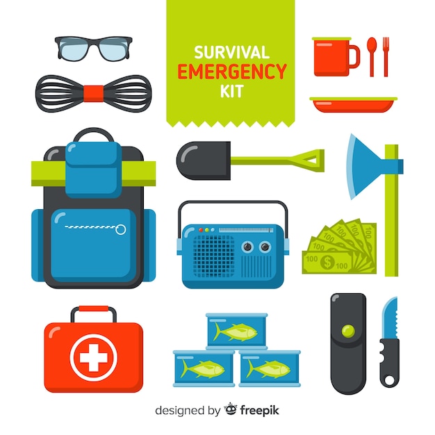 Free Vector | Modern flat emergency survival kit