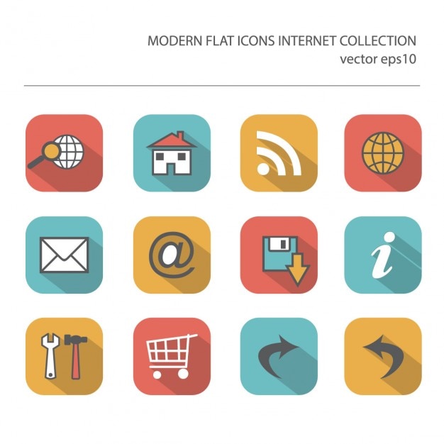 Download Free Vector | Modern flat icons of internet