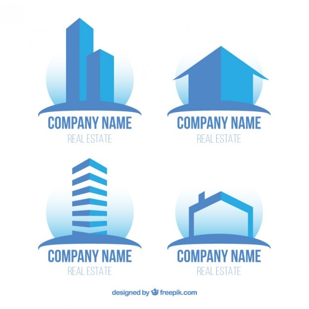 Download Free Modern Flat Real Estate Logos In Blue Color Free Vector Use our free logo maker to create a logo and build your brand. Put your logo on business cards, promotional products, or your website for brand visibility.
