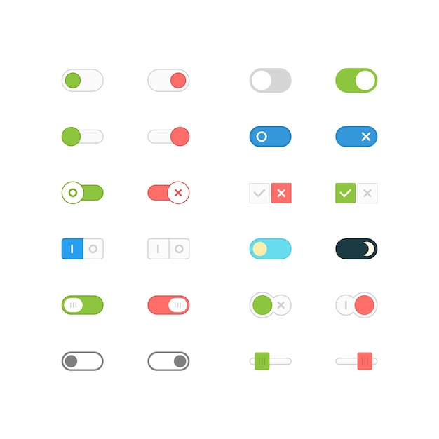 Download Modern and flat toggle buttons | Premium Vector