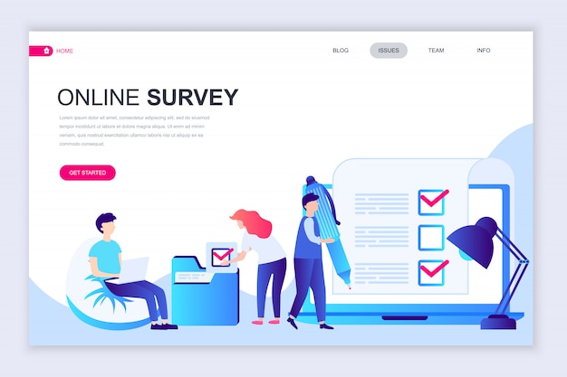 Download Premium Vector | Modern flat web page design template of online survey