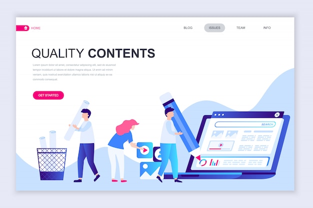 Modern flat web page design template of quality content Premium Vector