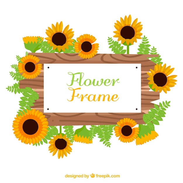 Modern floral frame with sunflowers
