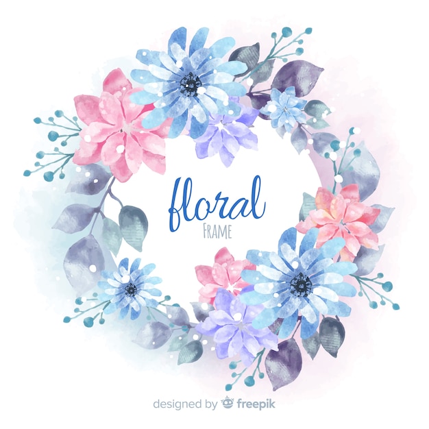 Modern floral frame with watercolor style  Vector  Free 