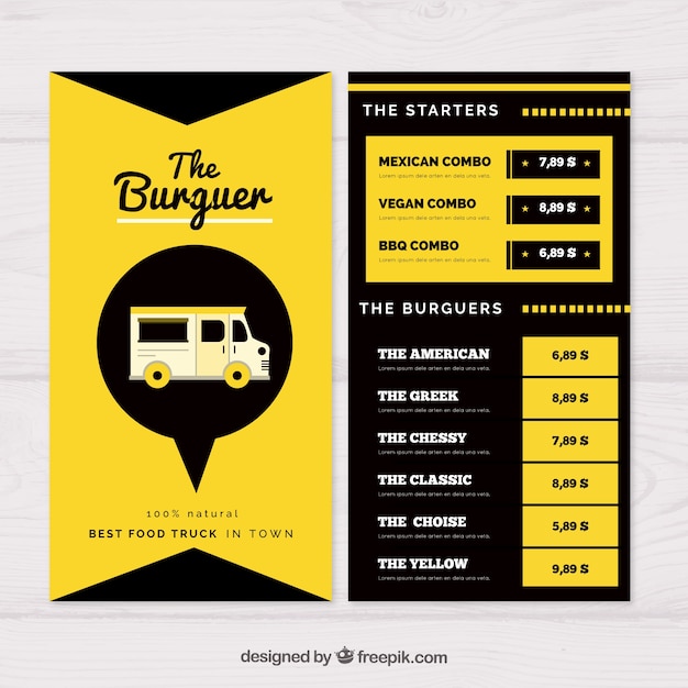 Food Truck Menu Template