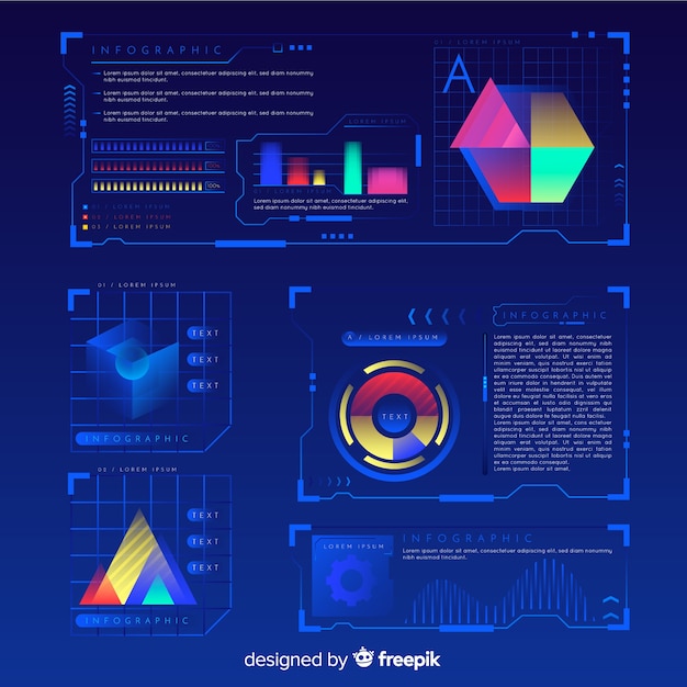 Modern futuristic infographic element collection Free Vector