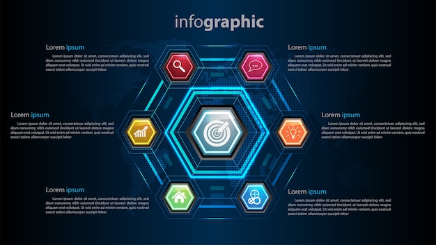 Premium Vector | Modern futuristic world info graphic