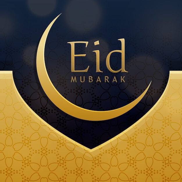 Free Vector | Modern golden and dark blue design for eid mubarak