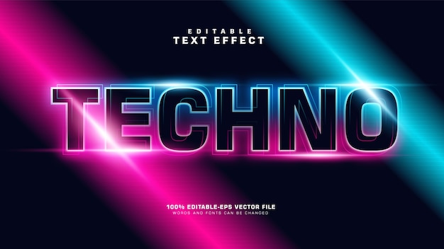 Free Vector Modern gradient techno text  effect