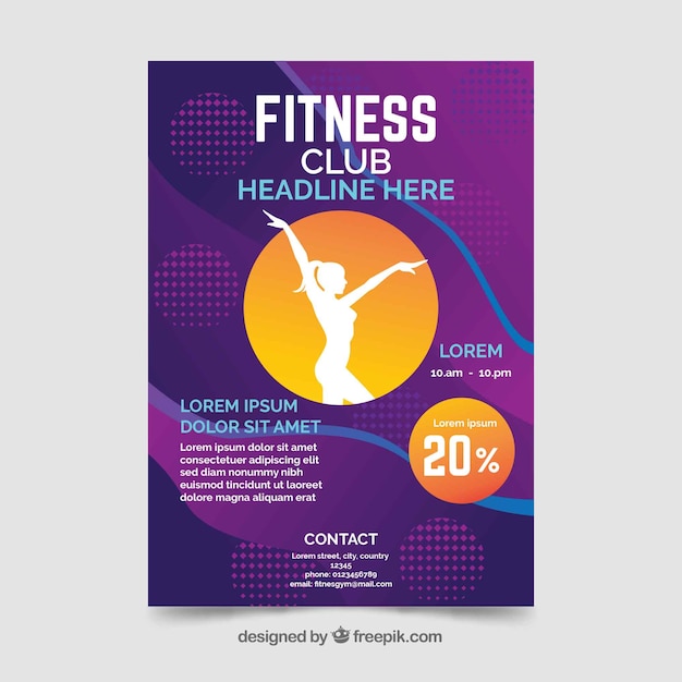 Modern gym flyer template with abstract\
design