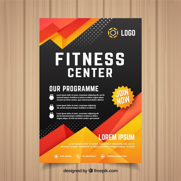 Free Vector Modern Gym Flyer Template With Abstract Design