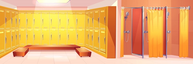 Modern Gym Or Sport Club Comfortable Locker Room Interior