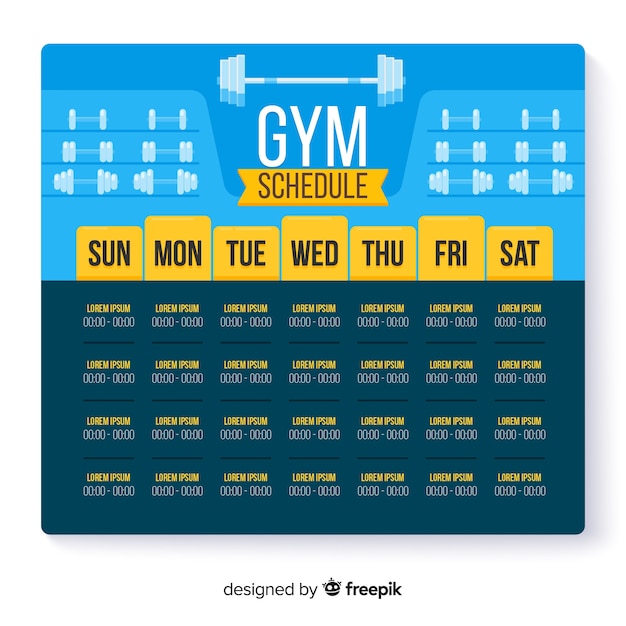 Modern gym weekly schedule with flat design Free Vector