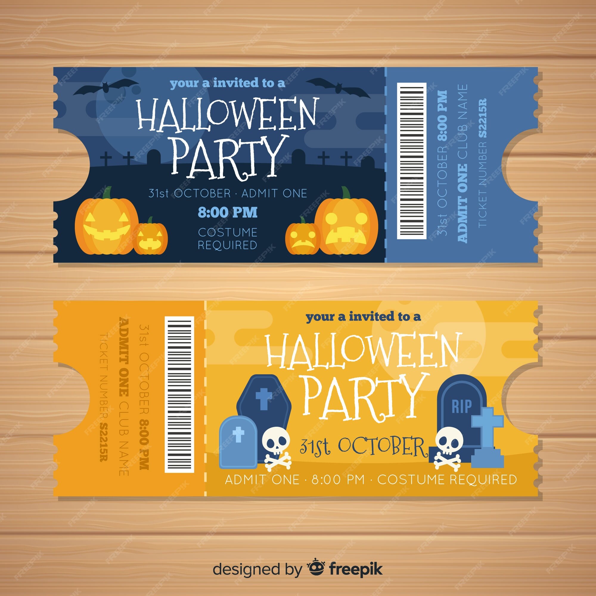 Free Vector | Modern halloween tickets