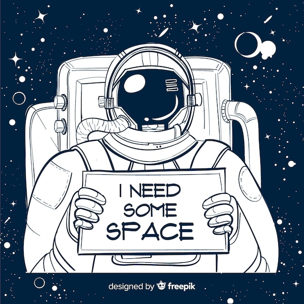 Modern Hand Drawn Astronaut Character Free Vector 7523