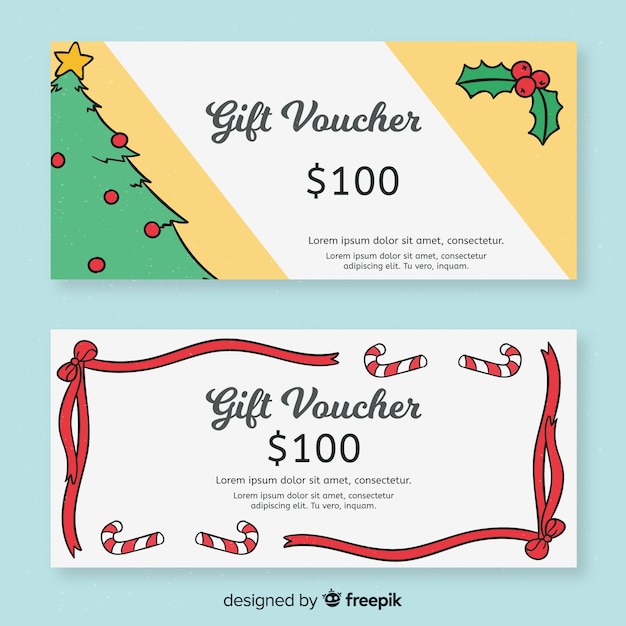 Free Vector | Modern hand drawn gift voucher template