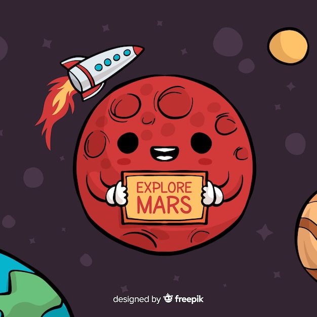 Free Vector | Modern hand drawn mars background