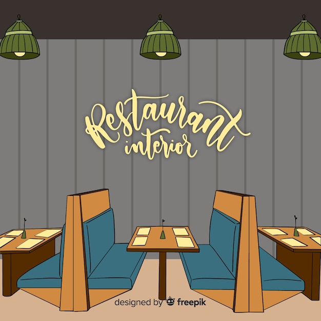 Free Vector | Modern Hand Drawn Restaurant Interior