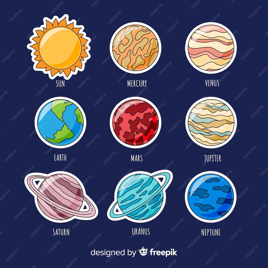 Free Vector | Modern hand drawn solar system scheme