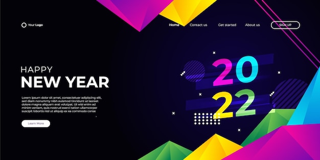 Memphis Christmas 2022 Premium Vector | Modern Happy New Year 2022 And Merry Christmas Landing  Page Web Background Template With Colorful Geometric Memphis Style.