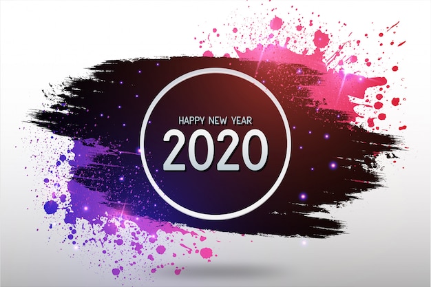 Modern happy new year background with colorful splash Free Vector