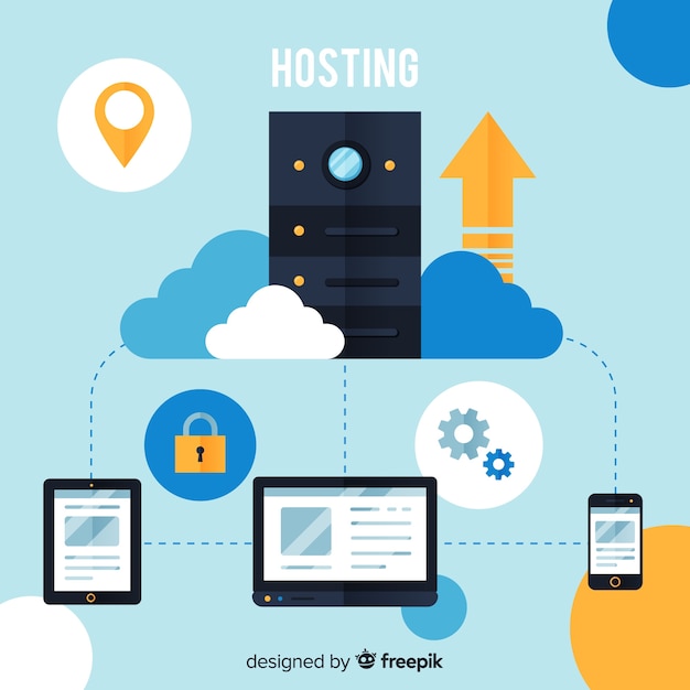 Modern hosting concept with flat design Free Vector