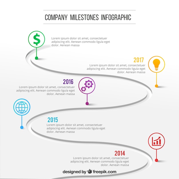 Modern infographic with company milestones | Free Vector