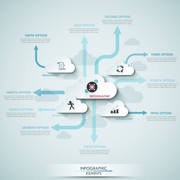 現代のインフォグラフィックスクラウドテンプレート プレミアムベクター