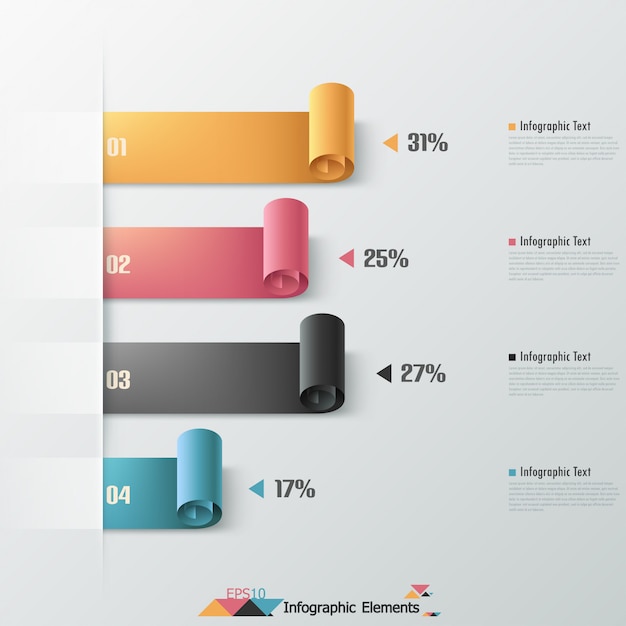  Modern infographics paper ribbons