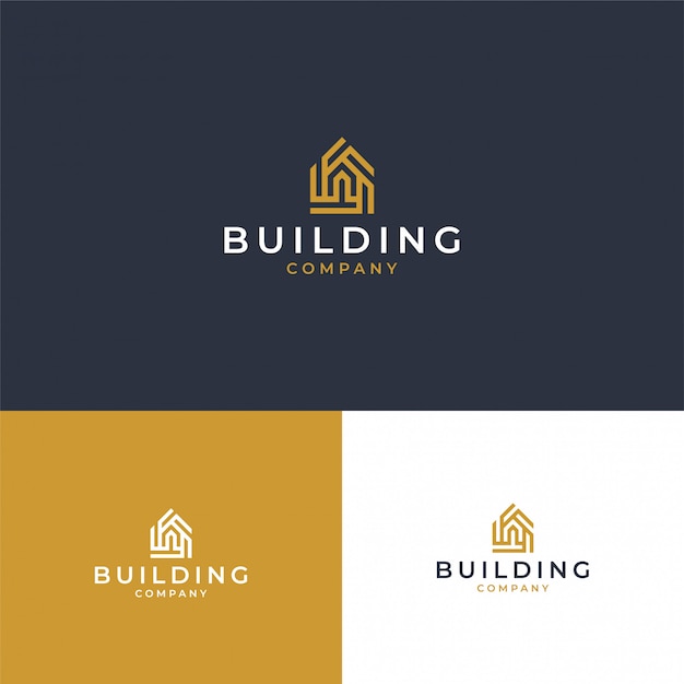 Modern inspiration real estate logo in gold color | Premium Vector