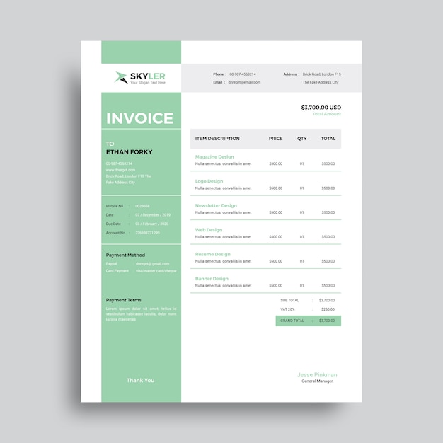 corporation professional modern invoice template