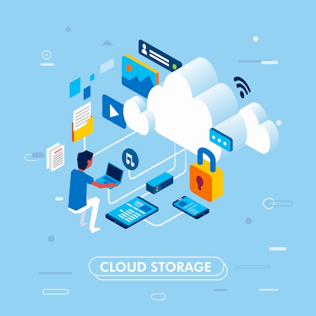 Premium Vector Modern Isometric Design Of Cloud Storage Concept With