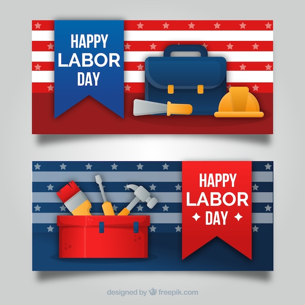 Modern labor day banners with flat
design