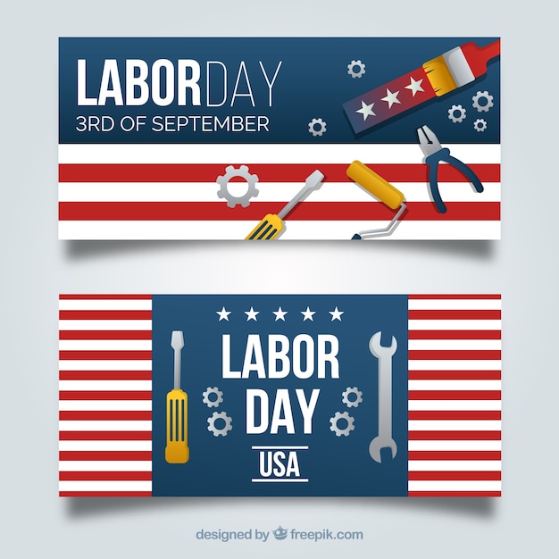 Modern labor day banners with flat\
design