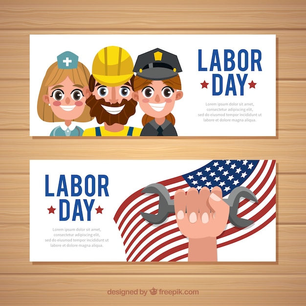 Modern labor day banners with flat\
design