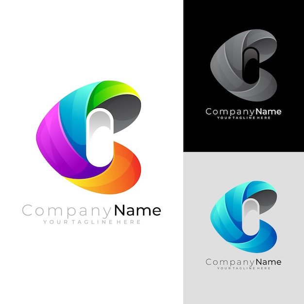 Premium Vector | Modern letter c logo with colorful design, 3d style