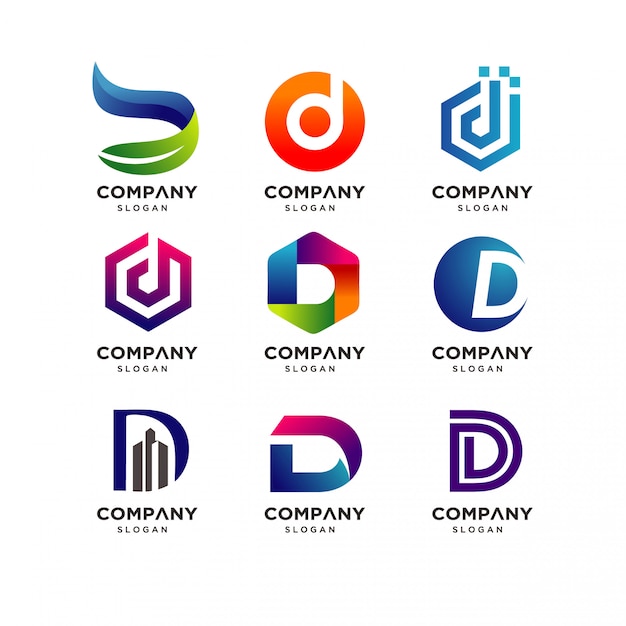 Modern letter d logo design collection Premium Vector