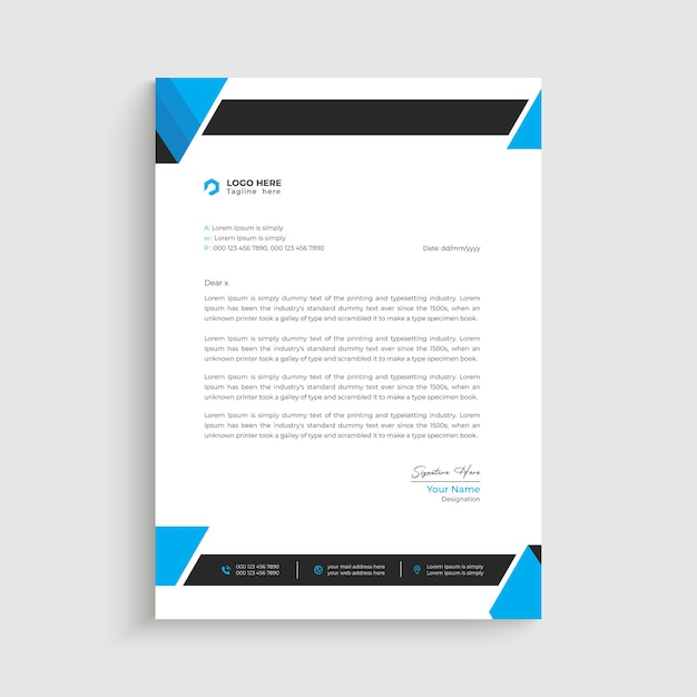 Premium Vector | Modern letterhead template design