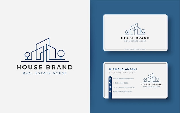 Premium Vector Modern Line Art House Logo And Business Card Design