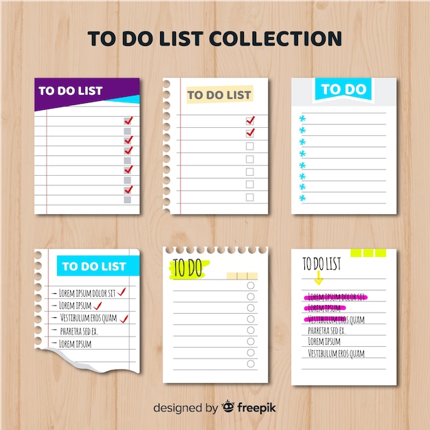 Modern to do list collection with colorful style Vector | Free Download