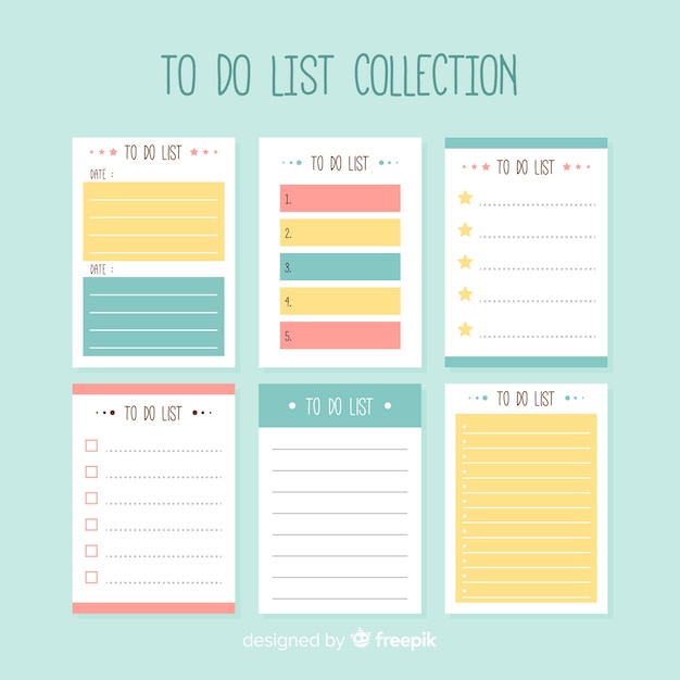 Modern to do list collection with colorful style Free Vector