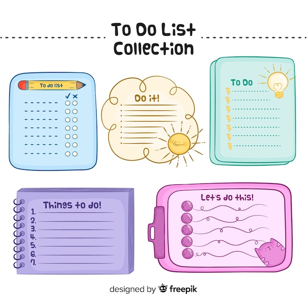 Modern to do list collection with lovely style Free Vector