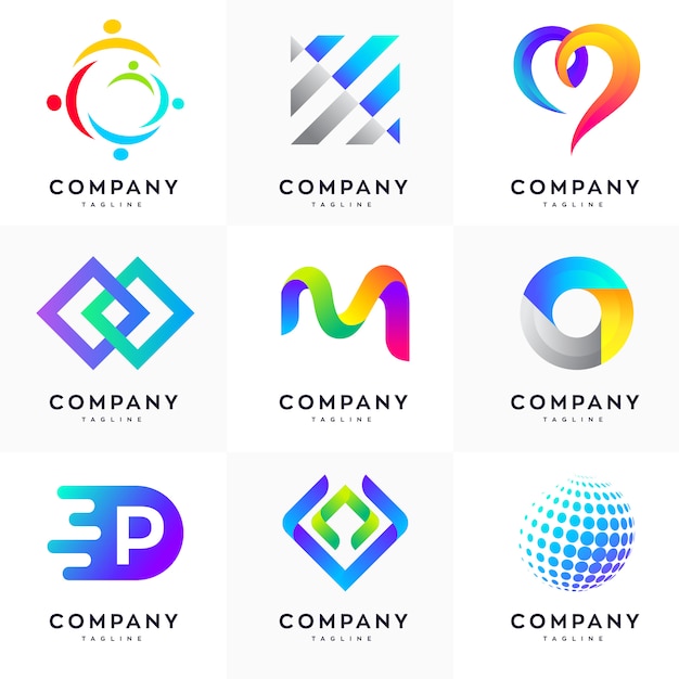 Download Free Modern Logo Design Template Set Abstract Logo Set Colorful Logo Use our free logo maker to create a logo and build your brand. Put your logo on business cards, promotional products, or your website for brand visibility.