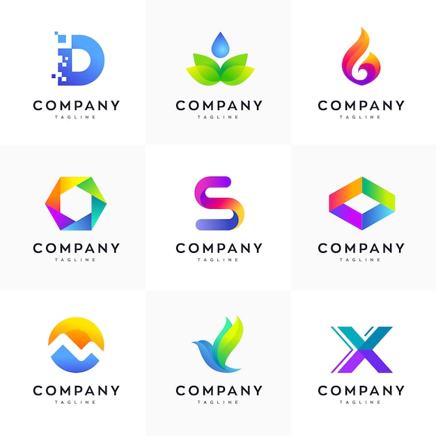 Download Free Modern Logo Design Template Set Abstract Logo Set Colorful Logo Use our free logo maker to create a logo and build your brand. Put your logo on business cards, promotional products, or your website for brand visibility.