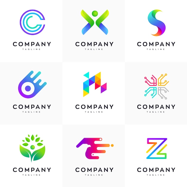 Download Free Modern Logo Design Template Set Abstract Logo Set Colorful Logo Use our free logo maker to create a logo and build your brand. Put your logo on business cards, promotional products, or your website for brand visibility.