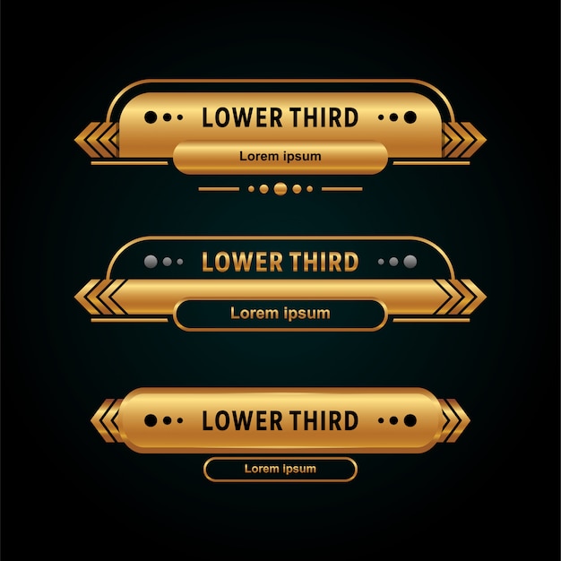 Modern lower third collection gold color Premium Vector