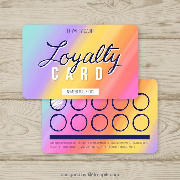 Modern loyalty card template with colorful style Free Vector