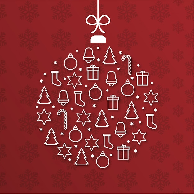 Free Vector | Modern merry christmas card with ball shape