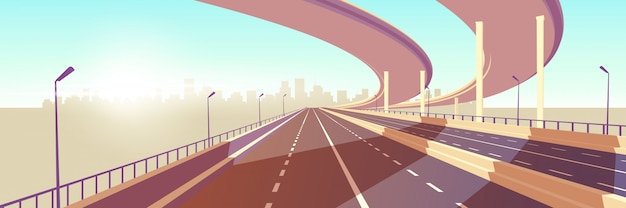 Free Vector | Modern metropolis speed highway cartoon vector