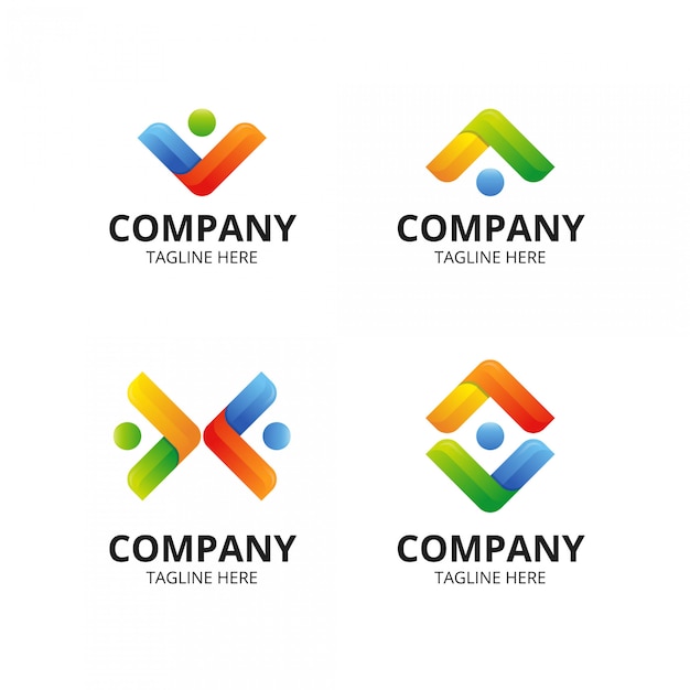 Download Free Modern Minimal Colorful Teamwork Logo Premium Vector Use our free logo maker to create a logo and build your brand. Put your logo on business cards, promotional products, or your website for brand visibility.